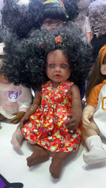 Curly Hair Baby Black Doll Developmental Play Toy - kids toy Canada | Happy Hut Toys