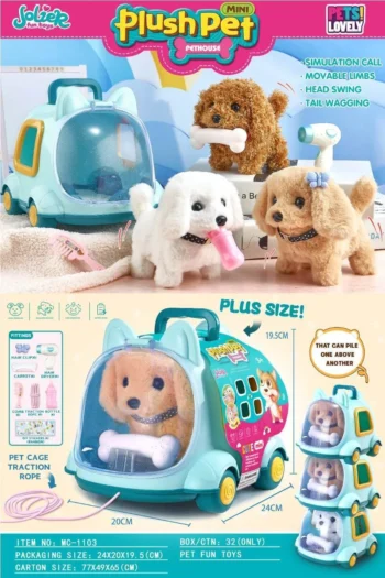 Dog Plush Set with Green Crate Creative Play - kids toy Canada | Happy Hut Toys