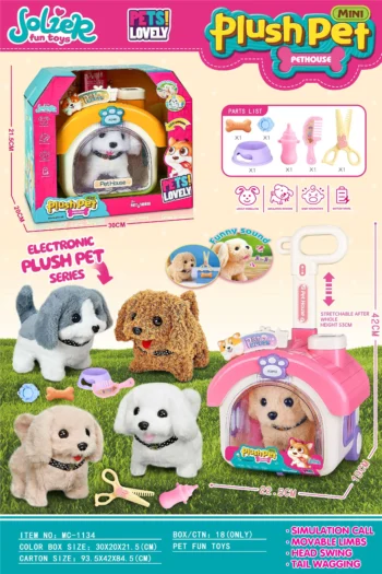 Dog Plush Set with Pink Crate Creative Play - kids toy Canada | Happy Hut Toys