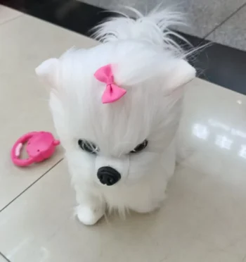 White Dog Plush Toy with Bow Cuddly amp Soft - kids toy Canada | Happy Hut Toys