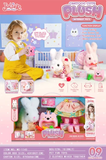 Rabbit Plush Set White amp Pink for Creative Play - kids toy Canada | Happy Hut Toys