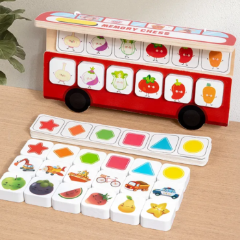 Wooden Bus Memory Chess - Brain Game for Kids - kids toy Canada | Happy Hut Toys
