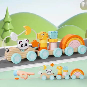 Wooden Three-section Animal Train Creative Play - kids toy Canada | Happy Hut Toys